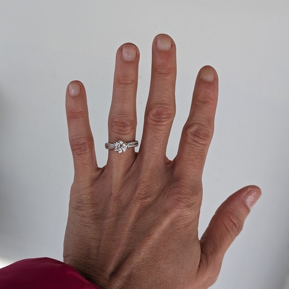 1CT Genuine Moissanite Ring, 18k Gold Plated 925 Sterling Silver -Size 5 - Picture 5 of 10